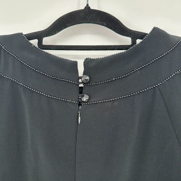 Nipon Boutique Womens Vintage Cocktail Dress Size 14 Black LBD Beaded Timeless - Picture 6 of 10
